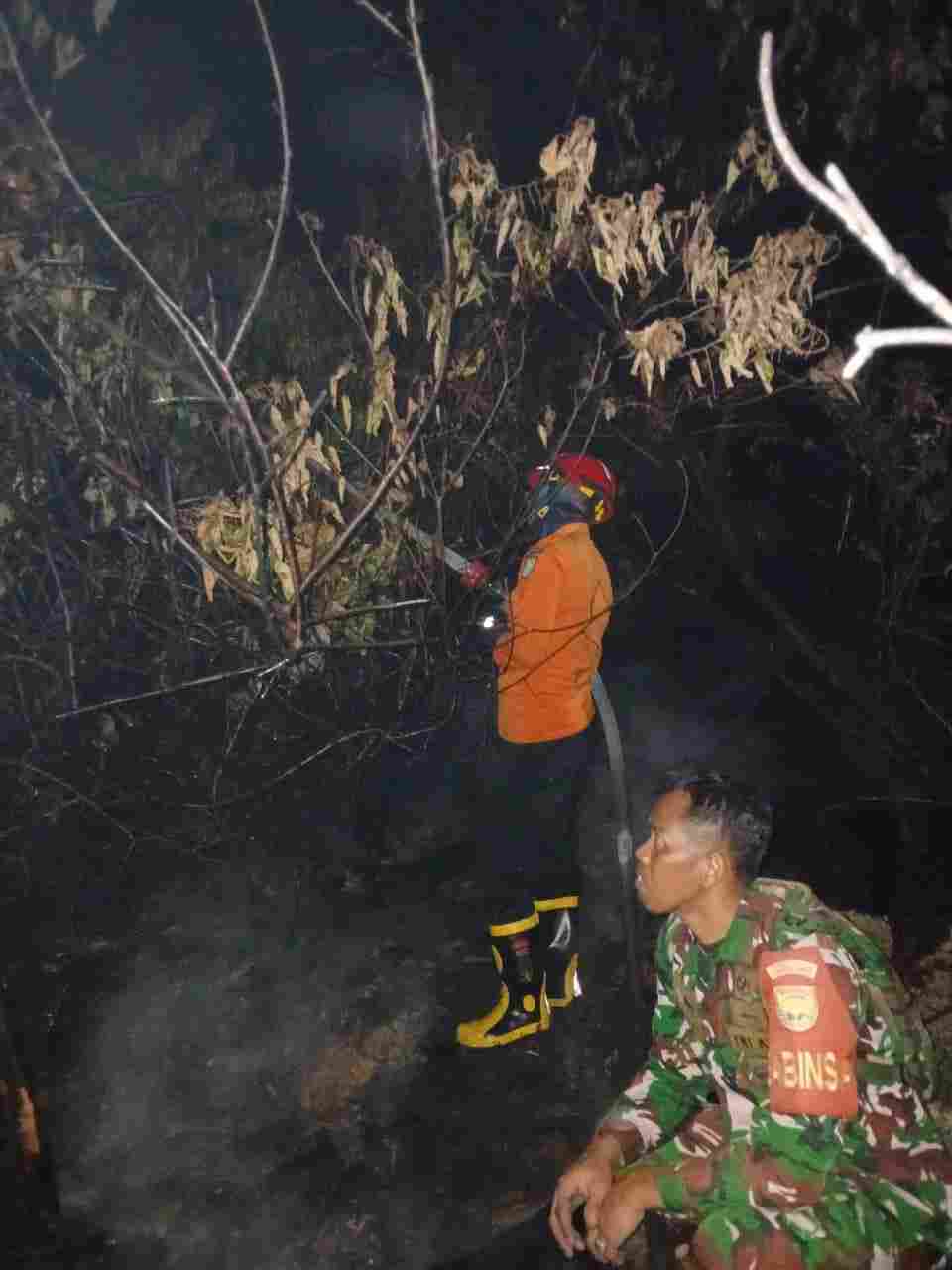 Kebakaran hutan, kebun dan lahan (Karhutbunla) kembali terjadi di Kabupaten Musi Banyuasin. Kali ini, api melanda kawasan Dusun 9 Desa Tanah Abang, Kecamatan Batang Hari Leko, Sabtu malam (29/8/2026). Aparat pun berjibaku hingga dini hari. Foto: Dok BPBD Muba.