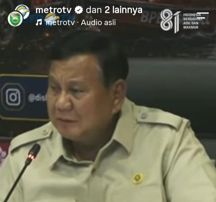 Presiden Prabowo saat memimpin rapat Karhutla di ruang VVIV Bandara SMB II Palembang, Senin (24/8/2026). Foto: screenshot IG Pemprov Sumsel.