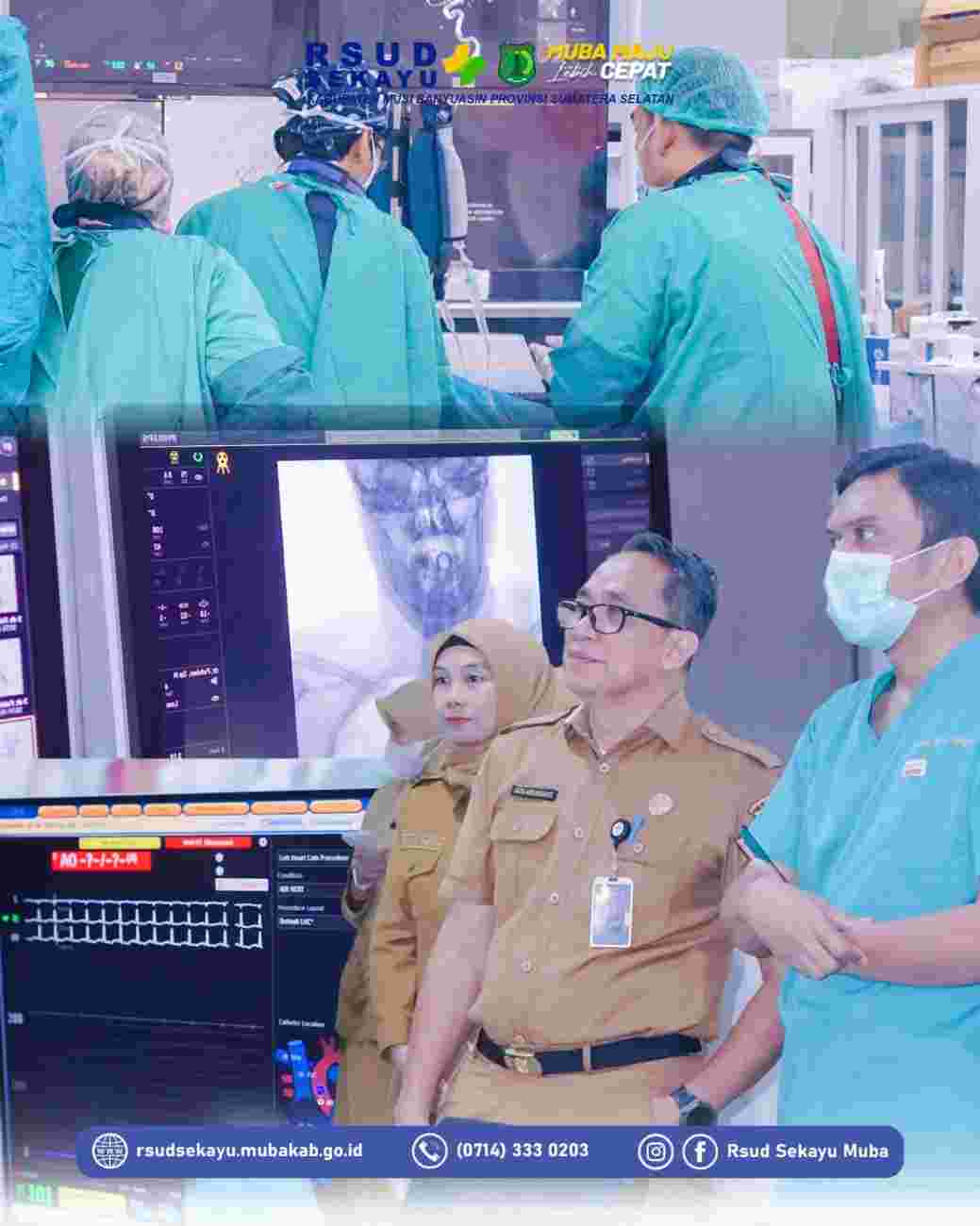 RSUD Sekayu kini mencatat sejarah sebagai pelopor layanan neurointervensi di Sumatera Bagian Selatan (Sumbagsel), dengan sukses menggelar Proctoring Tindakan Coiling untuk penanganan stroke, Senin (21/9/2026). Foto: Kominfo Muba.