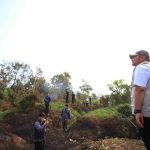 Gubernur Sumsel, Herman Deru menyaksikan langsung upaya pemadaman Karhutla di pinggi tol Kayuagung-Palembang, Senin (31/8/2026). Foto: Humas Pemprov Sumsel.