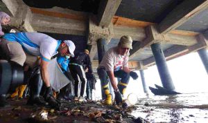 Wali Kota Palembang H Ratu Dewa, MSi turun langsung memimpin aksi bersih-bersih sampah di kawasan 7 Ulu, sekitar Jembatan Ampera, Sabtu (12/9/2026). Foto: Kominfo Palembang.