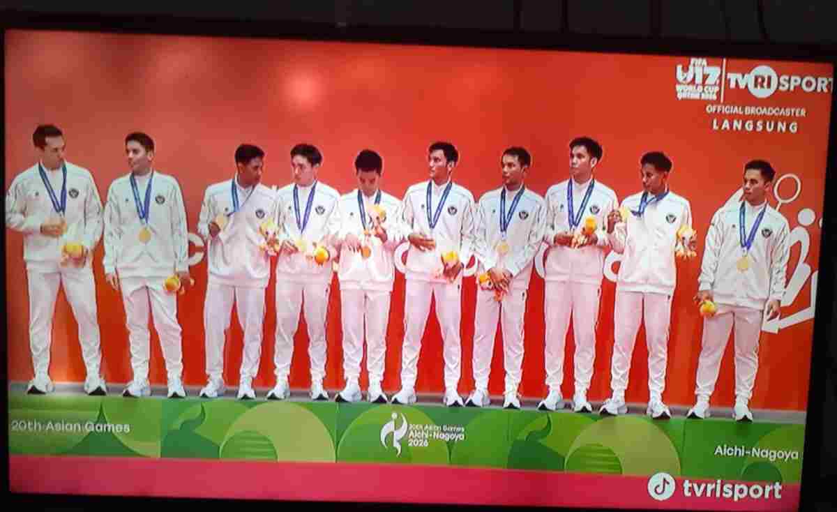 Tim beregu putra bulutangkis Indonesia meraih medali emas. Foto: tangkapan layar TVRI.
