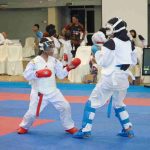 Atlet karate yang bertanding di National Open Championship Karate Piala Wakil Gubernur Sumsel di GOR Ranau, Jakabaring Sport Center, Minggu (20/9/2026). Foto: Humas Pemprov Sumsel.