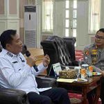 Bupati Musi Banyuasin HM Toha Tohet, SH bersama Wakil Bupati Muba Kyai Abdur Rohman Husen menerima kunjungan silaturahmi Kapolres Muba AKBP Adik Listiyono, SIK, MH beserta jajaran di Guest House Griya Bumi Serasan Sekate, Rumah Dinas Bupati Muba, Rabu (2/9/2026). Foto: Kominfo Muba.