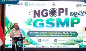 ujang-40kb Wagub Sumsel, Cik Ujang saat hadir di acara Ngopi Bareng GSMP di Aula BI Palembang, Senin (14/9/2026). Foto: Humas Pemprov Sumsel.