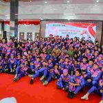 Bupati Muba,HM Toha saat bersama para pemuda pada peringatan Hari Sumpah Pemuda (HSP) ke-98 Tahun 2026 yang dirangkaikan dengan pelepasan kontingen Pekan Olahraga Pelajar Daerah (POBDA) Provinsi Sumatera Selatan di Pendopoan Griya Bumi Serasan Sekate, Kamis (29/10/2026). Foto: Kominfo Muba.